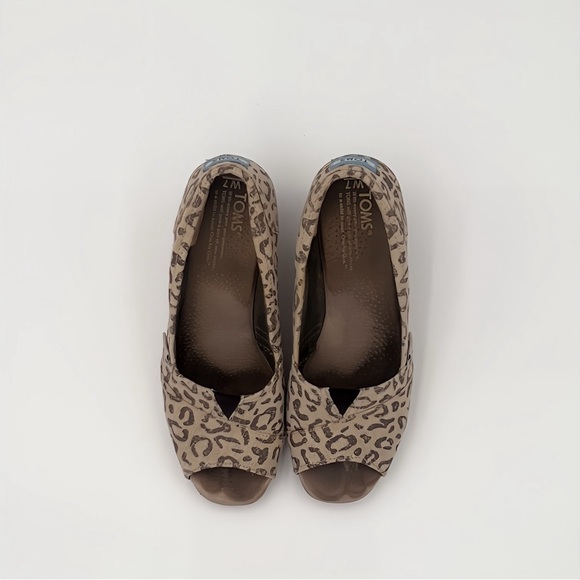 Toms Wedge Snow Leopard Print Ankle Canvas Heel Bootie Shoes Women’s Sz 7 Animal - Picture 7 of 9